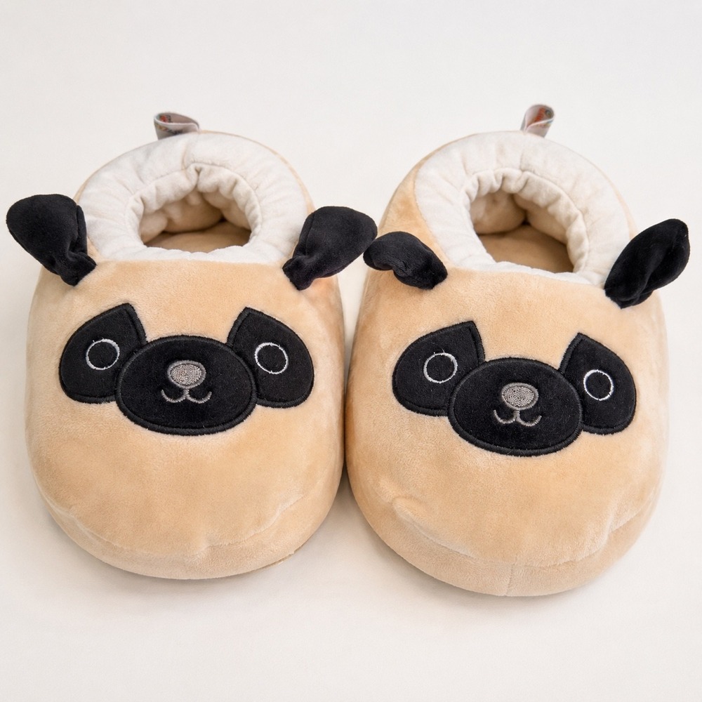 Squishmallows Pug Slippers Size 13/1 Unisex Kids Plush Dog House Shoes Cozy